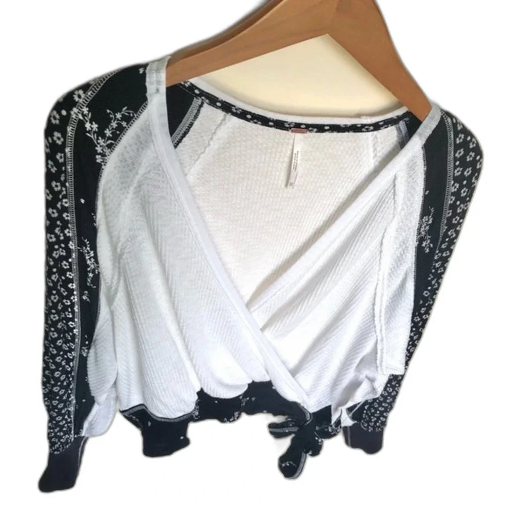 Free People Auxton Thermal Wrap Top NWT Size XS Cottagecore Chic Cute